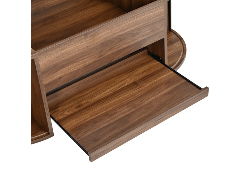 Table basse 110x55x55 cm noyer en mdf, plateau relevable avec rangements dissimulés et portes coulissantes - Conforama E