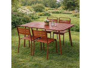 Ensemble table de jardin 120 cm et 4 chaises terracotta bergame