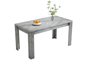 Table de salle à manger rectangulaire à 4 pieds en panneaux de particules finition bois grise