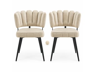 Lot de 2 chaises de salle à manger,60x48x80 cm,velours et métal noir,beige