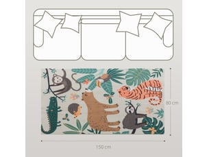 Tapis rectangulaire 150 x 80 cm multicolore en polyester, motif animaux de la jungle pour chambre d'enfant