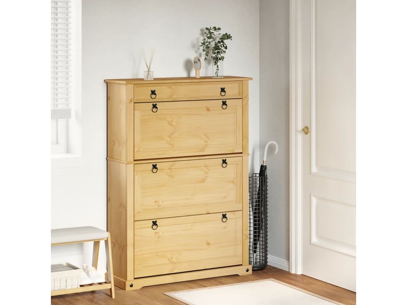  Meuble à chaussure, armoire à chaussures corona 99x32x138 cm bois de pin massif  - Conforama C