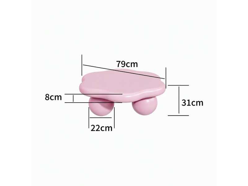 Table basse nuage 79x79 cm, rose, pieds boule Fay Lum - Conforama C