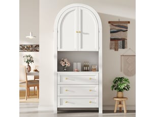 Buffet 2 porte(s)  3 tiroir(s) <strong></strong> <strong>70x35x180cm</strong> - 70 cm coloris blanc 