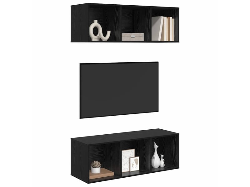  Ensemble meuble tv - banc tv - meuble de rangement 2 pcs chêne noir bois d'ingénierie  - Conforama C