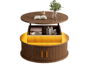 Table basse rond(e) coloris bois foncé <strong>MAISENTIEL</strong> <strong></strong> - 75 cmx75 cm
