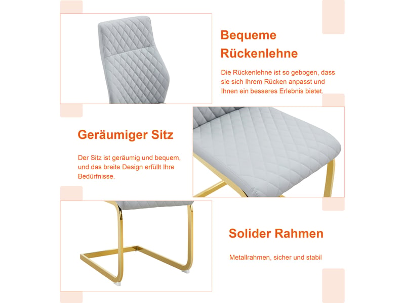 Ensemble table ronde 60 cm et 2 chaises gris clair, table bistrot 2 personnes pied métal doré pour cuisine - Conforama R