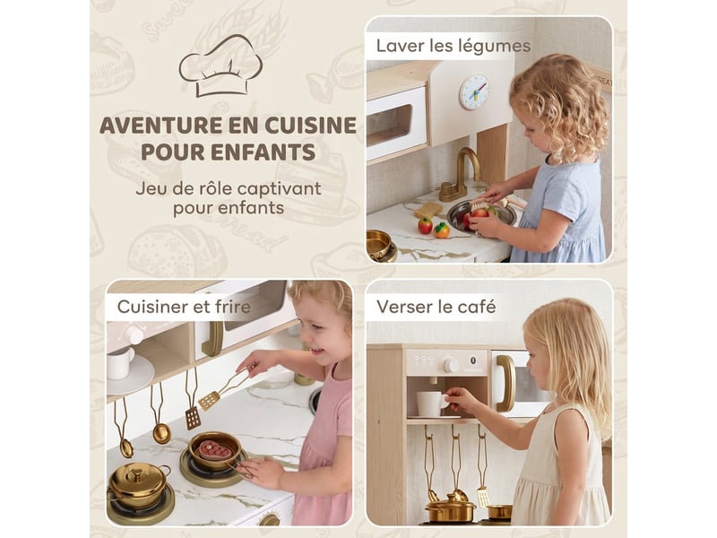  Cuisine enfant bois design rétro équipement et accessoires multiples  - Conforama E