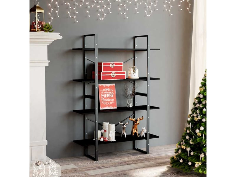  Bibliothèque à 4 niveaux, armoire à livres noir 100x30x140 cm bois de pin massif  - Conforama B