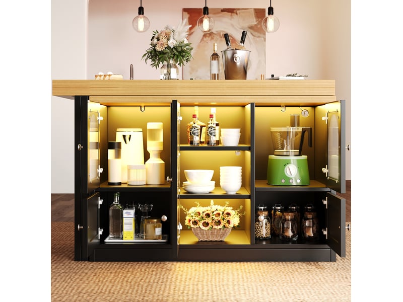  Buffet extensible modenvie table à manger 120-197 x 40 x 72 cm mdf noir led rgb  - Conforama D