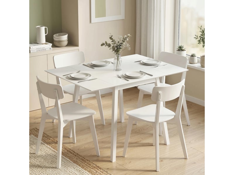  Table de cuisine pliable table à manger pliante avec plateau rabattable en bois pour 2 à 4 personnes blanc  - Conforama C