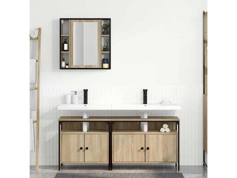 Ensemble de mobilier de salle de bain 3 pièces marron cf64485 - Conforama D