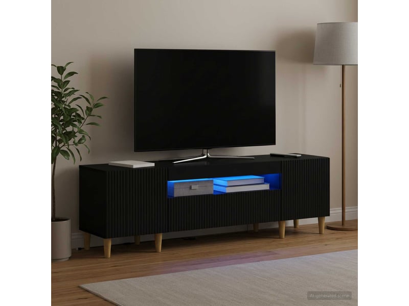  Meuble tv - banc tv - meuble de rangement led noir bois d'ingénierie  - Conforama D