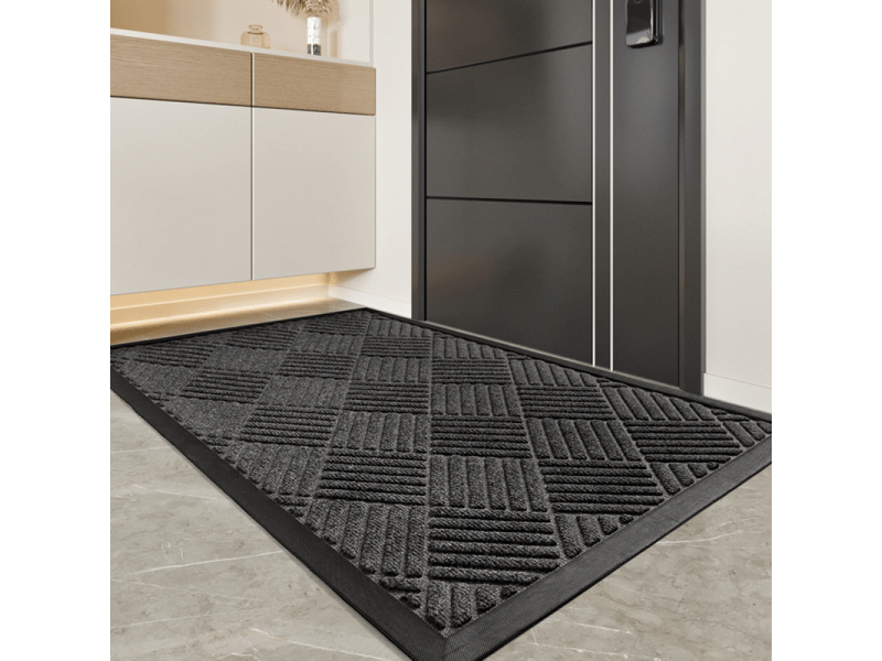  Paillasson sergé noir 75x45 cm, très absorbant et durable, poils longs, idéal pour parquet et sols sensibles  - Conforama B