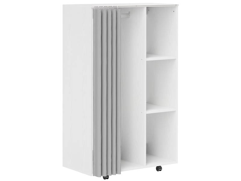  Armoire penderie vêtement dressing mobile 4 roulettes avec tringle à vêtements et étagères ouvertes, blanc  - Conforama B