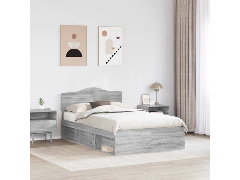 Lit double- lit adulte - cadre de lit gris sonoma 120 x 190 cm bois de pin massif - Conforama B