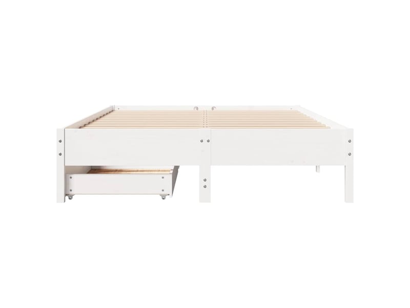 Lit double- lit adulte -  cadre de lit sans matelas blanc 160x200 cm bois de pin massif  - Conforama C