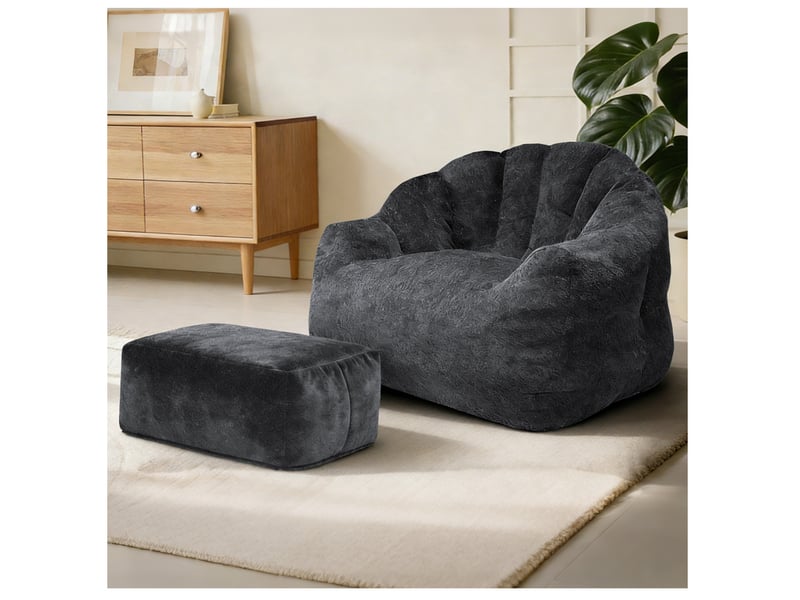  Fauteuil de relaxation modenvie bear paw avec repose-pieds noir 99 x 86 x 65 cm  - Conforama B