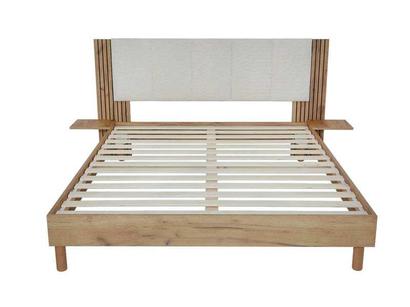 Bobochic lit isya tissu bouclette avec lattes massives beige 140x190 ISYA - Conforama D