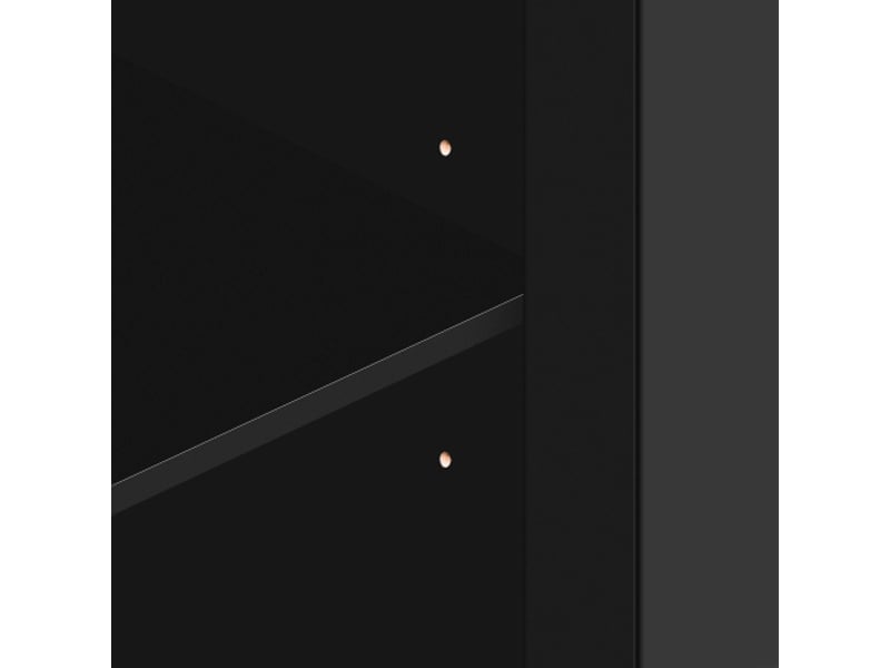 Buffet miroir 160x40x84cm, avec poignées en cristal froid, 4 portes, avec étagères réglable, mdf noir - Conforama R