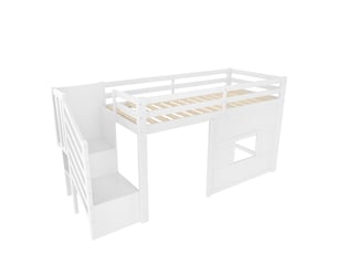 Lit mezzanine 90x200 cm <strong>SAPGAKS</strong> <strong></strong> coloris blanc