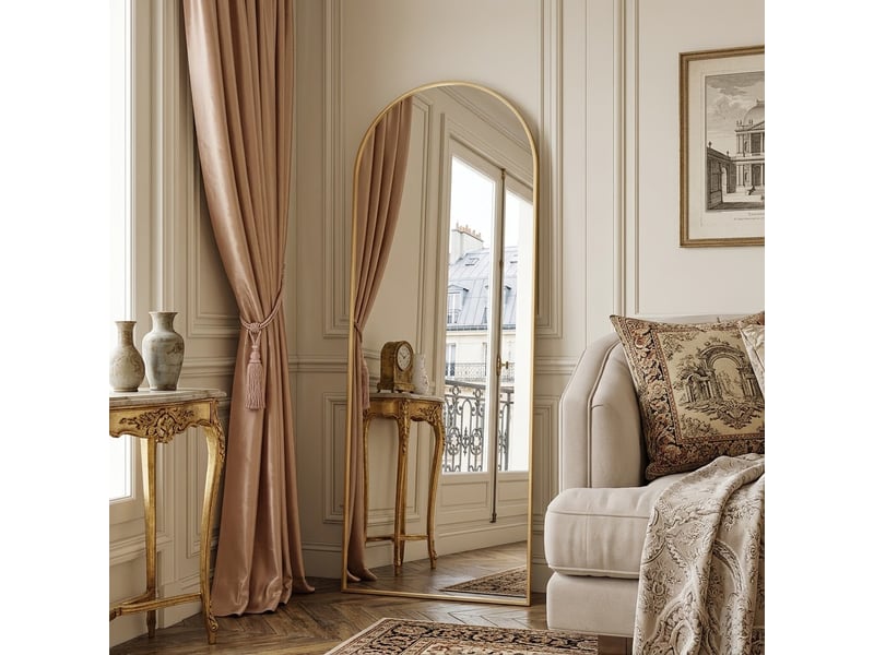 Miroir sur pied dore 165x60 cm, miroir arche pleine longueur avec cadre aluminium,miroir sur piedmural pour salle de bain, chambre, entrée - Conforama D