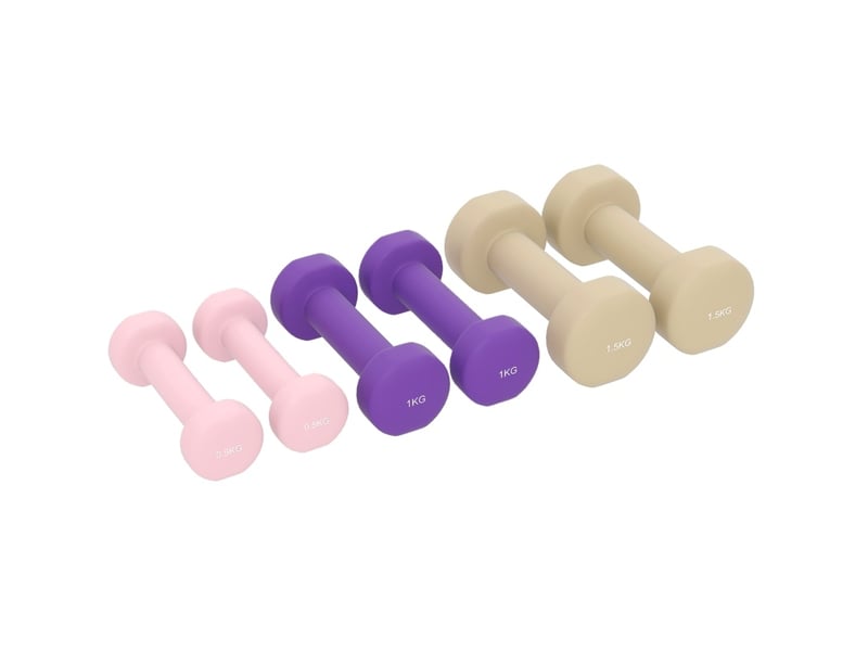  Set de 6 haltères avec valise 43 x 18 x 7,5 cm, rose, acier revêtu, entraînement musculaire  - Conforama D