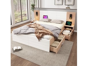 Lit avec rangement 180x200 cm <strong></strong>  <strong></strong> coloris bicolore