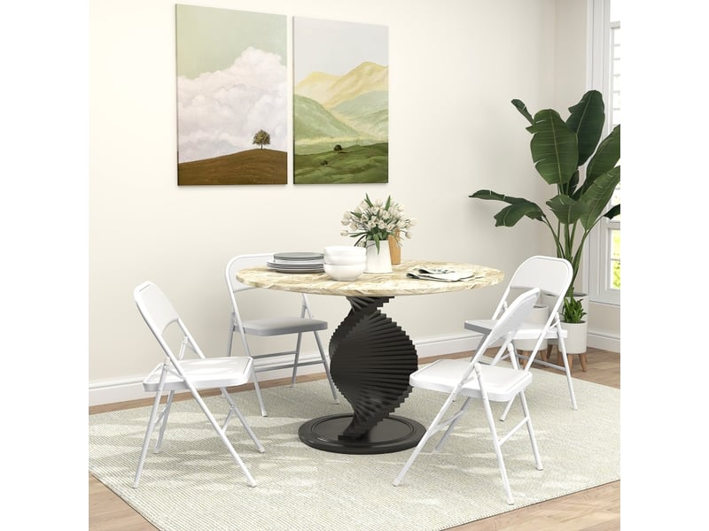  Chaise pliante en cuir reconstitué avec assise rembourrée blanc chicfurn  - Conforama B