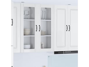 Meuble mural de cuisine, cabinet en verre mural blanc brillant 40x31x100cm shl1945