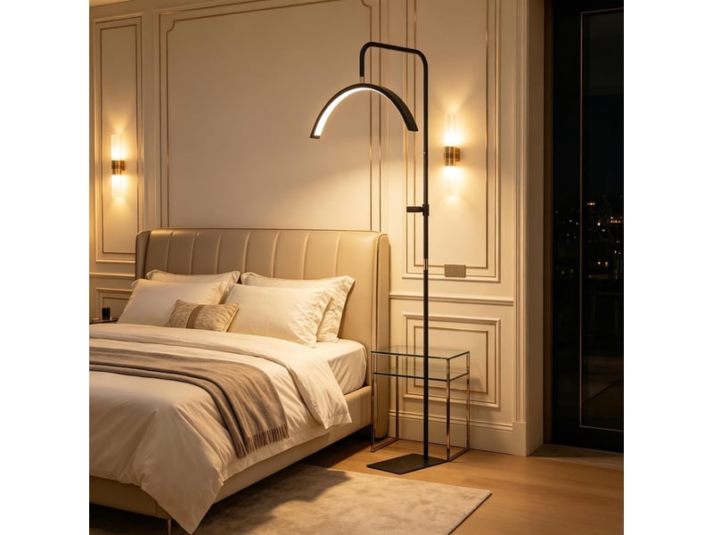 Lampadaire led demi-lune 36 w rotatif à 350°, dimmable, 7 températures de couleur - Conforama D
