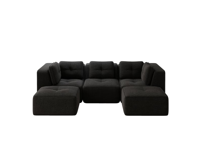  Canapé panoramique modulable 3 places velours côtelé noir – 297 x 177 x 69 cm Fay Lum - Conforama A