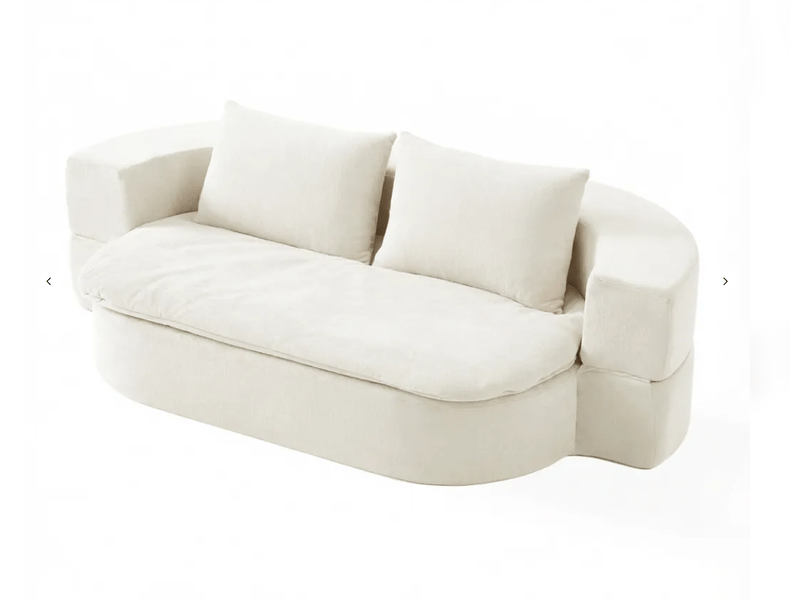  Chauffeuse convertible 2 places 130x200 cm, sans cadre rigide, mousse haute densité, 2 coussins, couverture 2-en-1, blanc cassé Morn Vibe - Conforama A