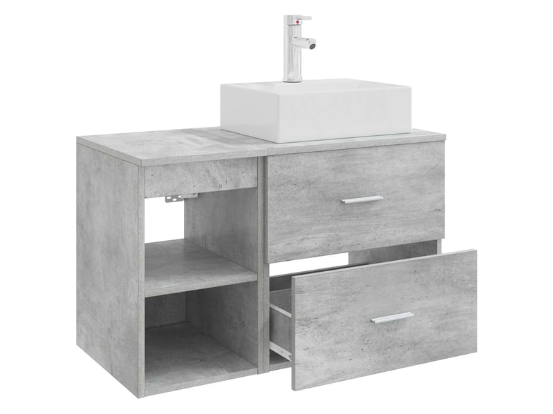 Ensemble de mobilier de salle de bain 2 pcs gris béton shl5857 - Conforama D