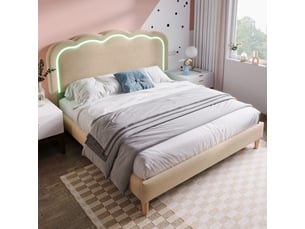 Lit 2 places 140x200 cm <strong></strong>  <strong></strong> coloris beige