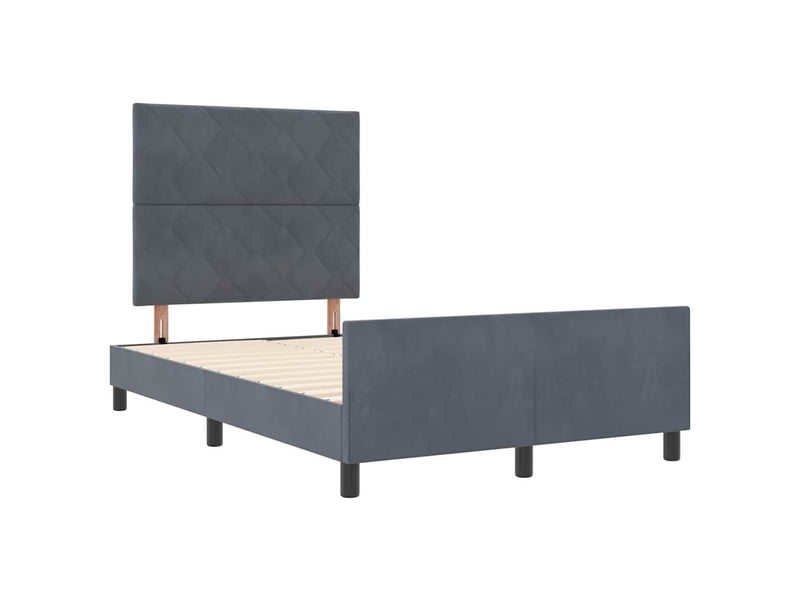 Lit double- lit adulte -  lit à ressorts avec tête de lit gris foncé 120 x 190 cm velours  - Conforama D