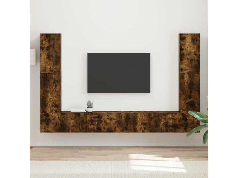  Ensemble meuble tv - banc tv - meuble de rangement 8 pcs chêne fumé bois d'ingénierie  - Conforama B
