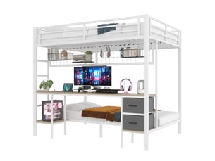 Lit mezzanine 140x200 cm MEUBLIV   coloris blanc