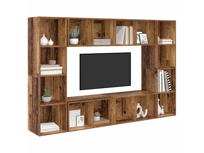  Ensemble meuble tv - banc tv - meuble de rangement 4 pcs marron bois d'ingénierie  - Conforama C