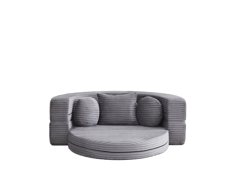  Canapé convertible 4 en 1 180x92x84 cm gris en velours côtelé, une place et 3 coussins inclus, pour espaces compacts  - Conforama D