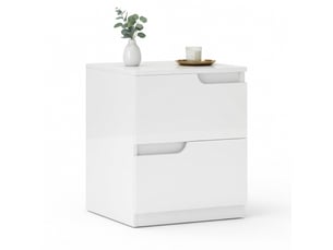 Table de chevet et d'appoint élégante en panneaux de particules blanche avec tiroirs