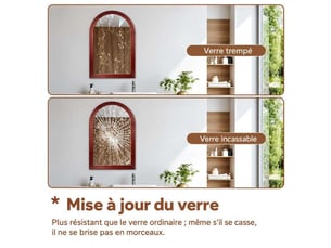 Miroir de salle de bain arqué 50x80 cm verre trempé anti-éclats – rouge
