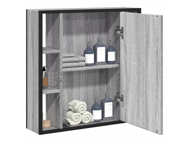 Armoire à miroir de salle de bain sonoma gris bois d’ingénierie shl4385  - Conforama D
