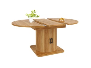 Table à manger extensible 118-158 x 118 cm avec rangement, mdf et métal marron foncé