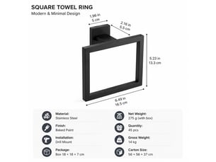 Anneau de serviette en acier inoxydable, sans punch, sans ongles, ovaleroundsquare