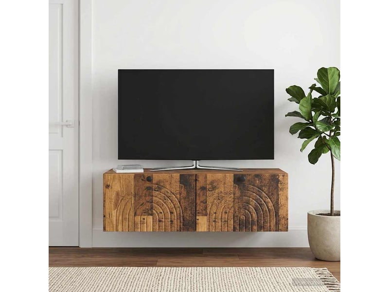  Meuble tv - banc tv - meuble de rangement mural bois ancien 99 x 41 x 30 cm bois d'ingénierie  - Conforama D