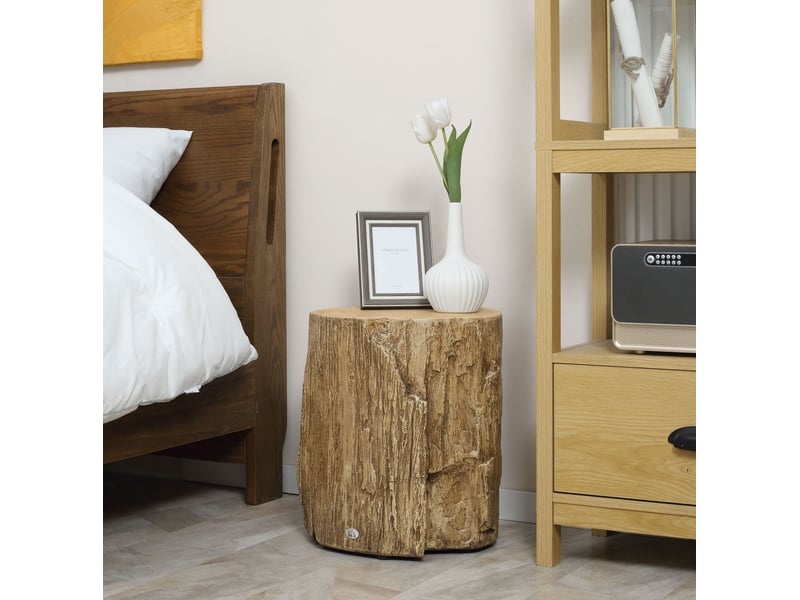Table basse fixe en béton effet souche avec 4 pieds réglables, surface vernie pour salon et chambre, 37 × 37 × 43 cm - Conforama B