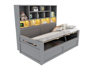 Lit avec rangement 90x200 cm WISHDOR coloris gris