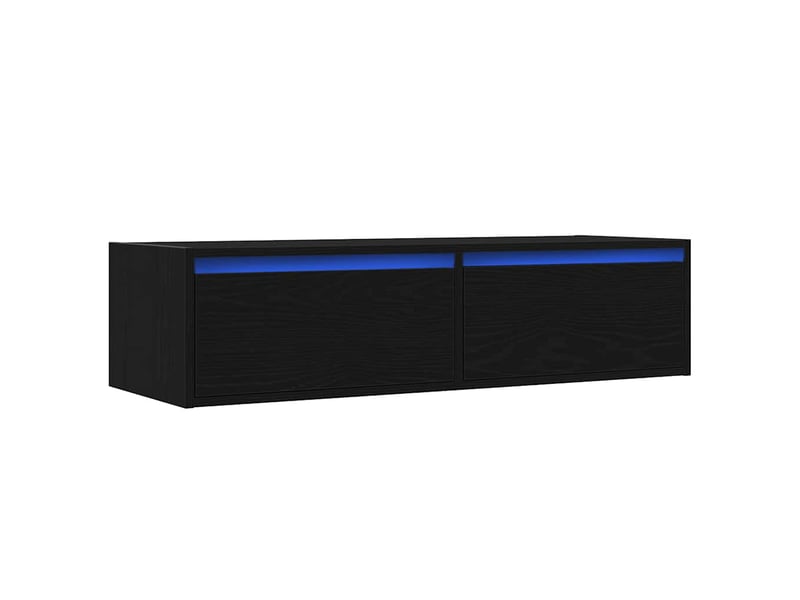 Meuble tv - banc tv - meuble de rangement avec lumières led chêne noir 100x35,5x25 cm - Conforama C