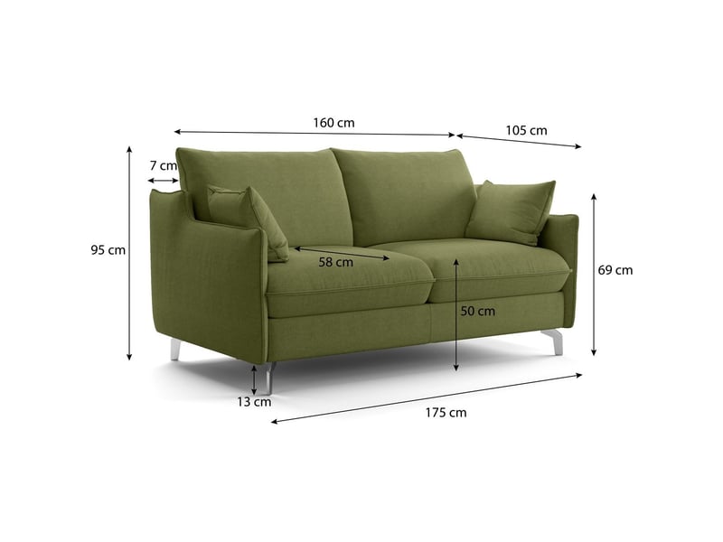 Canapé droit convertible 3 places en tissu chenille vert olive - ouverture express - astoria Astoria - Conforama D
